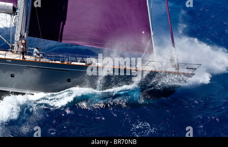 Saint Barths Bucket Regatta Super Yacht, Caraïbes, mars 2009. Banque D'Images