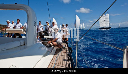 Saint Barths Bucket Regatta Super Yacht, Caraïbes, mars 2009. Banque D'Images