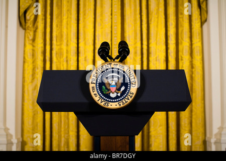 L'East Room de la Maison Blanche est prêt pour un événement avec le président Banque D'Images