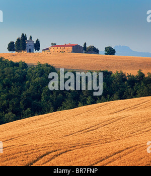 Capella di Vitaleta dans la Toscane Val d'Orcia Banque D'Images