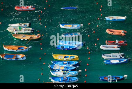 Bateaux de plaisance dans le port de plaisance de Vernazza dans le parc national des Cinque Terre Banque D'Images