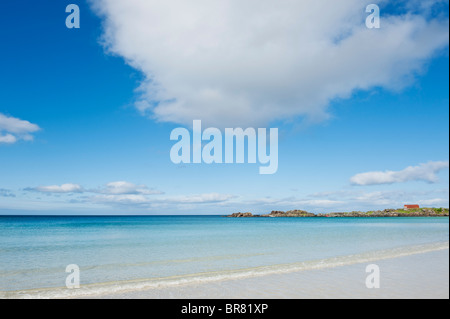 Superbe plage de sable blanc, Gimsøya, îles Lofoten, Norvège Banque D'Images