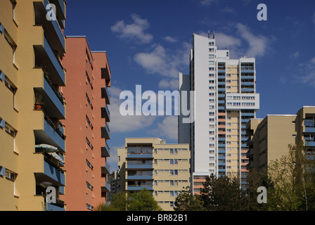 Gropiusstadt, Gropius, Walter Gropius Ville-conçu housing estate, chaînes villes, Berlin Neukoelln, Allemagne, Europe. Banque D'Images