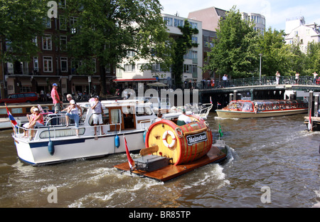 Canal bateau Heineken Amsterdam, Hollande, Pays-Bas Banque D'Images