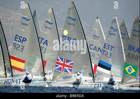 Ben Ainslie, Men's Finn, médaillé d'or en compétition dans le Men's Finn Voile, Jeux Olympiques 2004, Athènes, Grèce. 19 août 2004 Banque D'Images