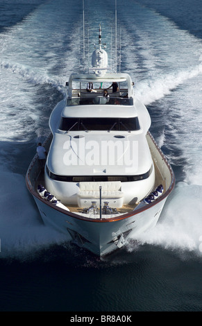 De 35 mètres de luxe bateaux Gaia, un modèle de la remise à bateaux, 23.39Cantieri croisière le long de la côte de Viareggio, Toscane, Banque D'Images