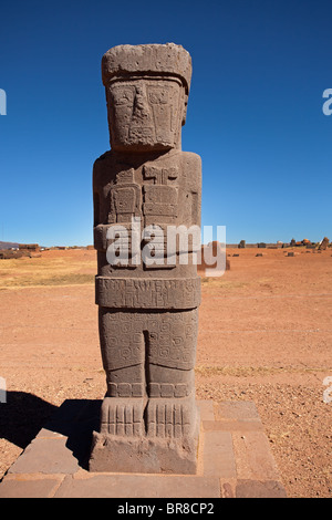 Ruines de Tiwanaku : Temple Kalasaya : Ponce Stela Banque D'Images