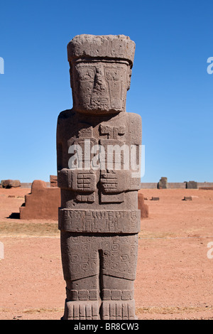 Ruines de Tiwanaku : Temple Kalasaya : Ponce Stela Banque D'Images