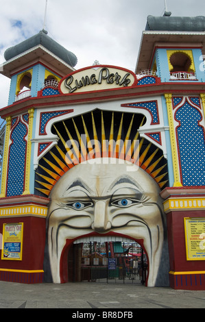 Entrée de Luna Park Melbourne Banque D'Images