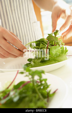 Woman making salad, Close up Banque D'Images
