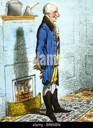 SIR BENJAMIN THOMPSON, comte Rumford (1753-1814) Scientifique et inventeur anglo-américain illustré ici avec sa cheminée améliorée Banque D'Images