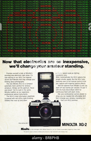 Annonce en couleur, le magazine américain pour Minolta XG-2 appareil photo vers 1978 Banque D'Images