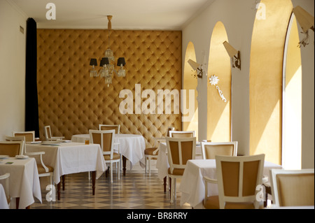 Vue de l'intérieur de l'hôtel Quinta das Lágrimas's restaurant Arcadas da Capela coin repas, Coimbra, Portugal Banque D'Images