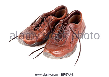 Paire de chaussures de marche marron solide Banque D'Images