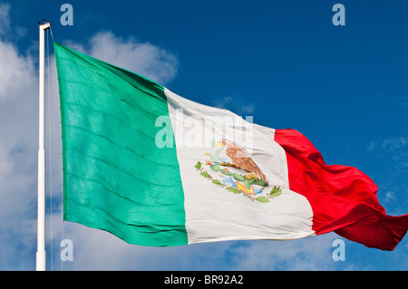 Mexique, Cozumel. Drapeau mexicain à Discover Mexico Park, San Miguel, Isla Cozumel, île de Cozumel. Banque D'Images
