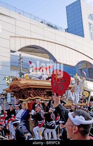 Une scène de la 2010 Kishiwada Danjiri Matsuri Festival à Kishiwada, Osaka Prefecture, Japan. Banque D'Images