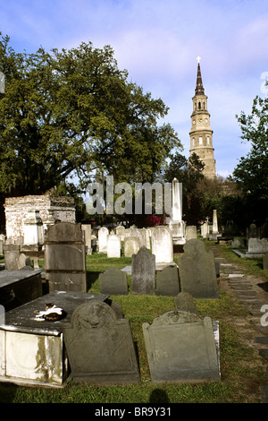 Cimetière DE ST. L'Église épiscopale PHILIPS Charleston, SC Banque D'Images