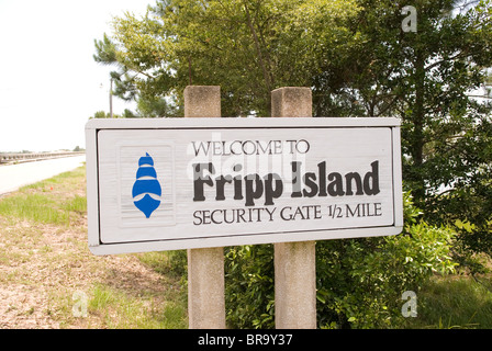 Bienvenue à Fripp Island Caroline du Sud USA signe Banque D'Images