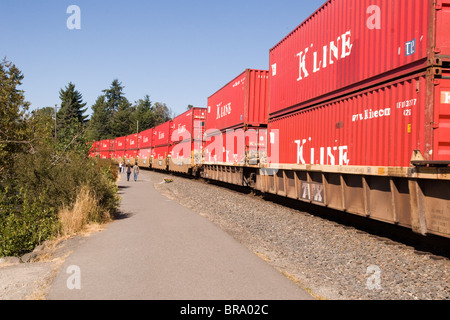 Le train de marchandises contenant la ligne K à Tacoma, WA USA United States of America Banque D'Images