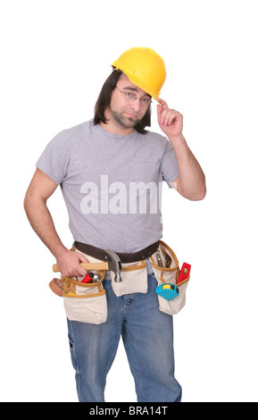 Une vingtaine de jeunes travailleurs de la construction sur l'homme blanc Banque D'Images