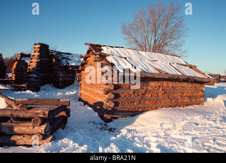 Hiver neige autour des cabanes à Valley Forge en Pennsylvanie Banque D'Images