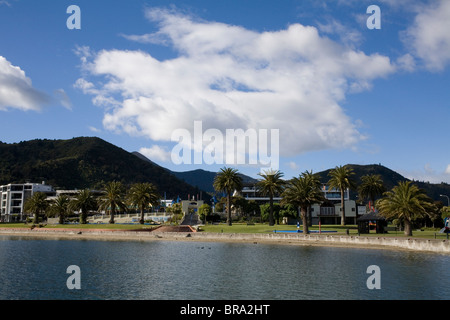 La ville de Picton en haut de l'île Sud de la Nouvelle-Zélande. Banque D'Images