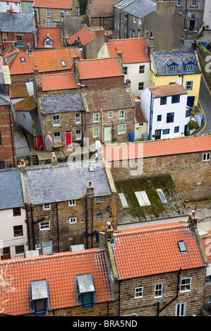 Vue aérienne de Staithes, du nord-est de l'Angleterre. Septembre 2010 Banque D'Images