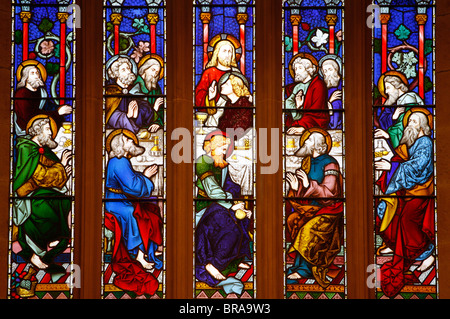 Dernière Cène vitrail dans la cathédrale Saint André, Sydney, Nouvelle-Galles du Sud, Australie, Pacifique Banque D'Images