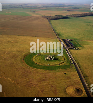 Image aérienne de Stonehenge, monument préhistorique et Stone Circle, l'UNESCO, la plaine de Salisbury, Wiltshire, Angleterre, Royaume-Uni Banque D'Images