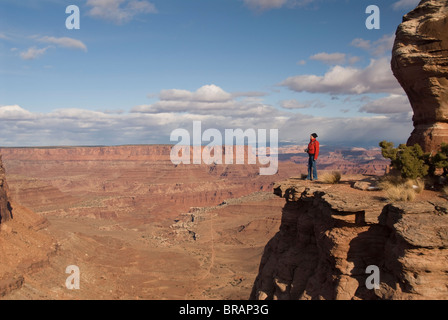 Profiter de la vue de tourisme à Shafer Canyon Overlook, Canyonlands National Park, États-Unis d'Amérique, Amérique du Nord Banque D'Images