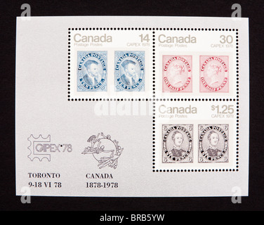 Bloc feuillet du Canada illustrant les timbres-poste historique. Banque D'Images