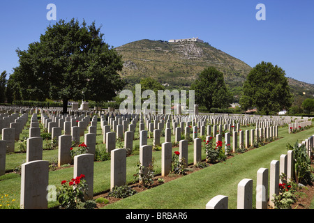 Le cimetière Britannique au pied du Mont-cassin en Italie. Banque D'Images