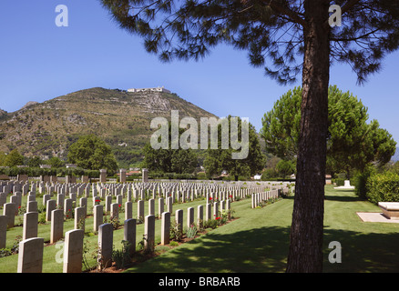 Le cimetière Britannique au pied du Mont-cassin en Italie. Banque D'Images