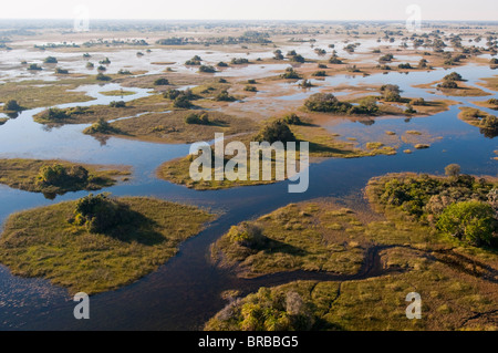 Vue aérienne de Delta de l'Okavango, au Botswana Banque D'Images