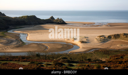 Trois falaises Bay au sud de la péninsule de Gower Swansea Wales UK Banque D'Images