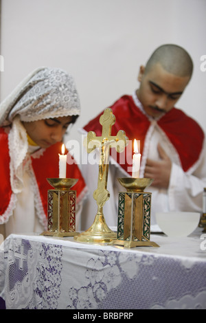 Masse à Jabal Lweibdeh chaldéenne, Amman, Jordanie Banque D'Images