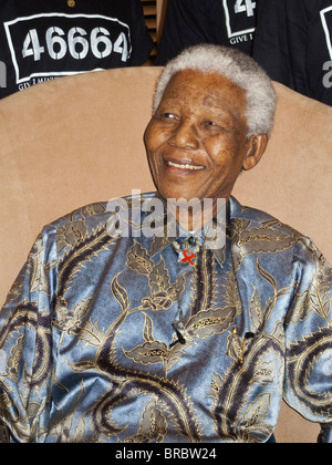 Nelson Mandela, président de l'Afrique du Sud entre 1994 et 1999 lors d'un événement pour le VIH/sida, Johannesburg, Afrique du Sud Banque D'Images