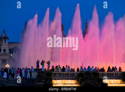 Fontaine Magique de Montjuic et Palace, Barcelone, Catalogne, Espagne Banque D'Images