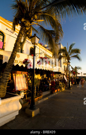 Restaurant à Puerto de Mogan, Grande Canarie, Îles Canaries, Espagne Banque D'Images