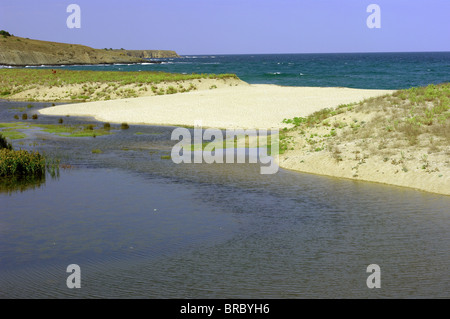 L'estuaire de rivière Veleka à Sinemorets Bulgarie Europe Banque D'Images