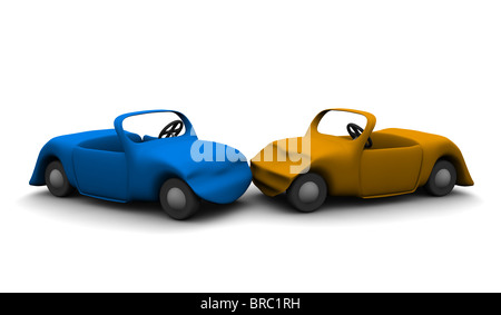 Accident de voiture. Rendu 3d illustration. Banque D'Images