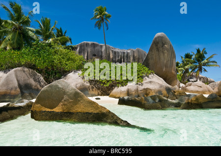Anse Source d'argent, l'île de La Digue, Seychelles Banque D'Images
