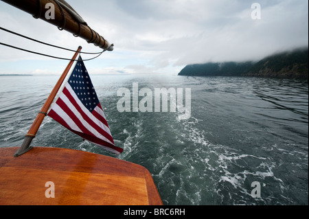 À bord du grand navire 'zodiac' nous sommes allés croisière à travers les îles de San Juan dans la région de Puget Sound dans l'État de Washington. Banque D'Images