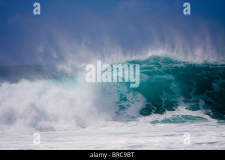 Une énorme vague s'écrase sur la magnifique côte nord d'Oahu Hawaii Banque D'Images