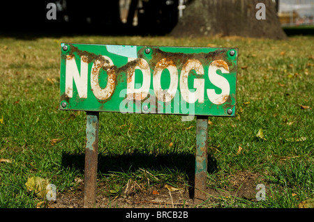 Gros plan sur les chiens interdits sur l'herbe dans un Panneau du parc York North Yorkshire Angleterre Royaume-Uni GB Grande-Bretagne Banque D'Images