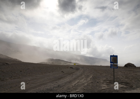 Thorsmork-Iceland 9 Juin 2010 : à partir de cendres volcaniques volcan Eyjafjallajokull est toujours autour de sud et sud-ouest de l'Islande. Banque D'Images