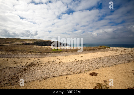 La lutte contre l'érosion de la presqu'île de Quiberon. Lutte contre l'érosion des sols de la presqu'île de Quiberon. Banque D'Images