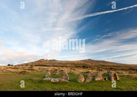 Les neuf jeunes filles effarouchées, Belstone Tor. Dartmoor National Park Banque D'Images