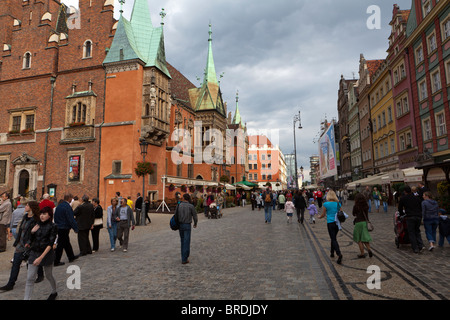 La Pologne. Wroclaw (anciennement Breslau). 14e C Hôtel de ville gothique. Banque D'Images