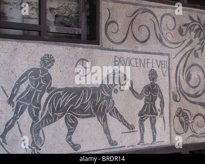 L'Italie, Rome, Colisée, gladiator, mosaïque Banque D'Images